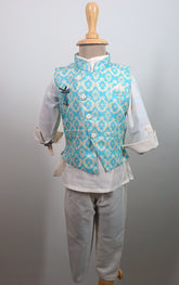 Sky Prince  3 piece Kurta Set -Khadi Cotton